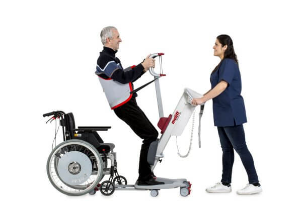 Etac Molift Quick Raiser 205 StandUp (kółka 50/75 mm) – aktywny podnośnik z pozycji siedzącej do stojącej do 205 kg z elektrycznie regulowanymi nogami