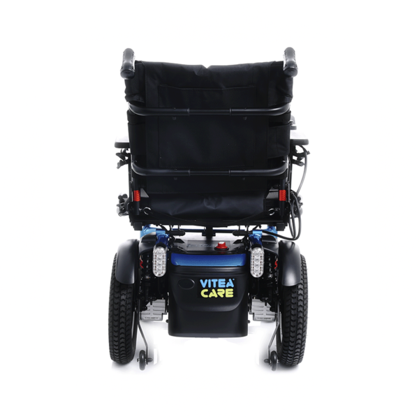 Wózek elektryczny z odchylanym oparciem pleców i regulacją kąta nachylenia i szerokości siedziska (Star Blu)