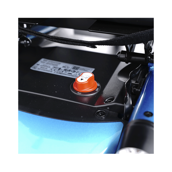 Wózek elektryczny z odchylanym oparciem pleców i regulacją kąta nachylenia i szerokości siedziska (Star Blu)